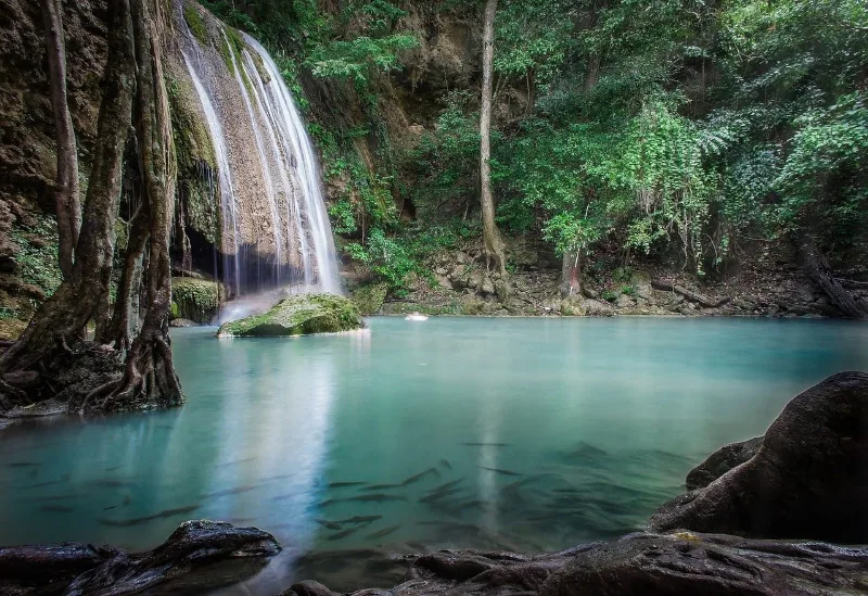 Erawan falls, erawan waterfalls, parque nacional erawan, viaje a tailandia