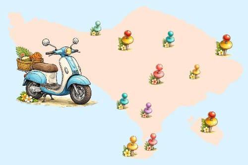 Mapa de las zonas de Bali para organizar un viaje por libre